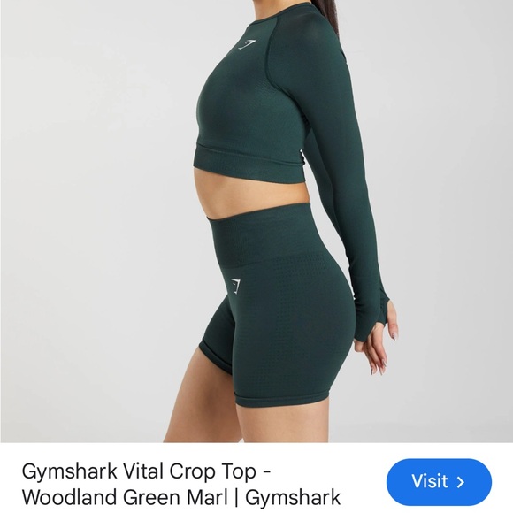 New Gymshark Women's woodland Green Long Sleeve Crop Top - Picture 4 of 9